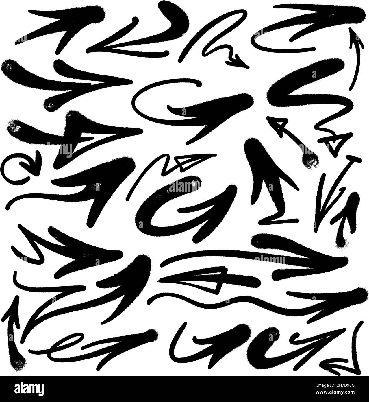 multicolored graffiti elements set spray paint arrow line paint Stock