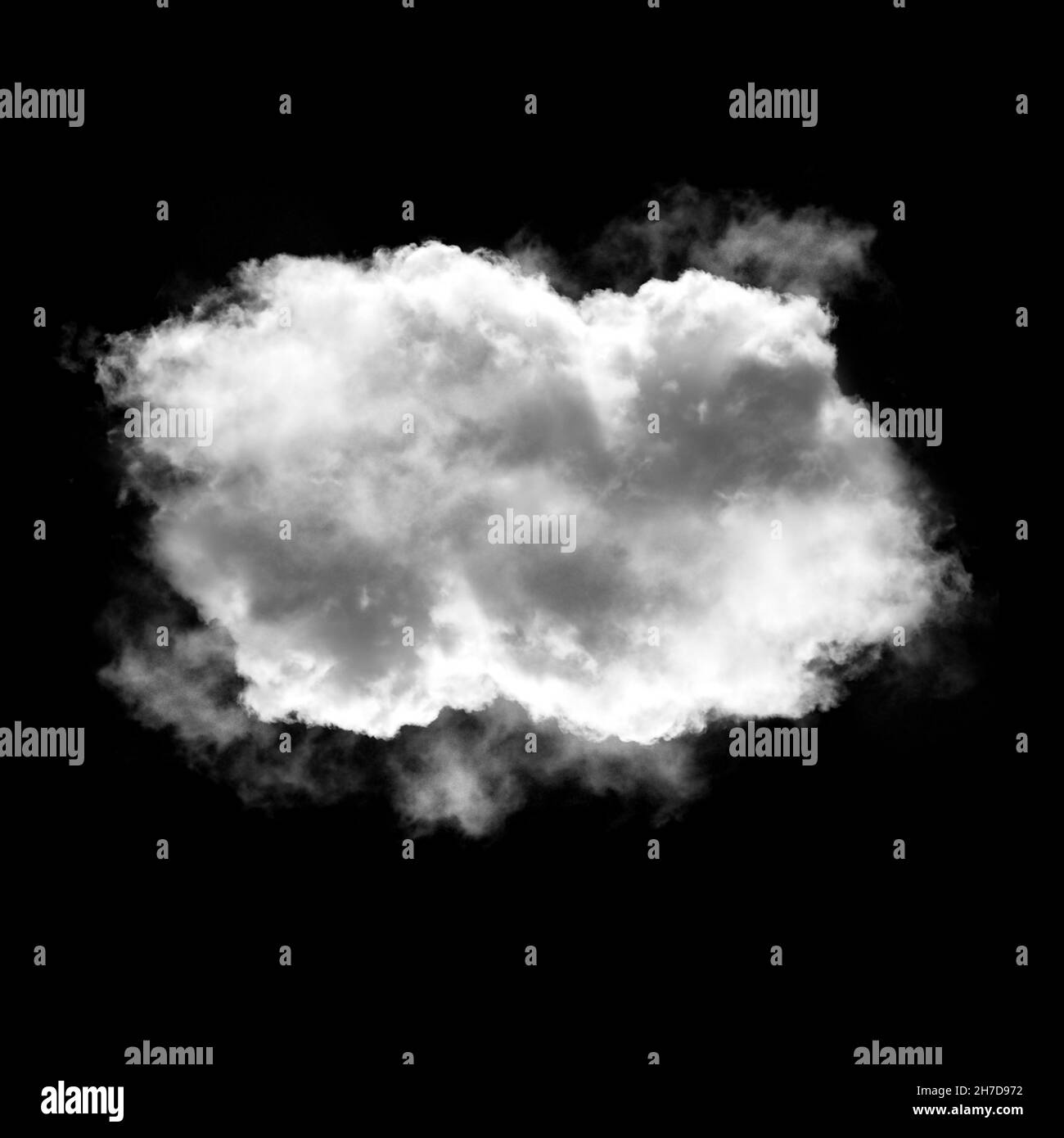 White cloud isolated over black background illustration, 3D rendering, single cloud natural object Stock Photo