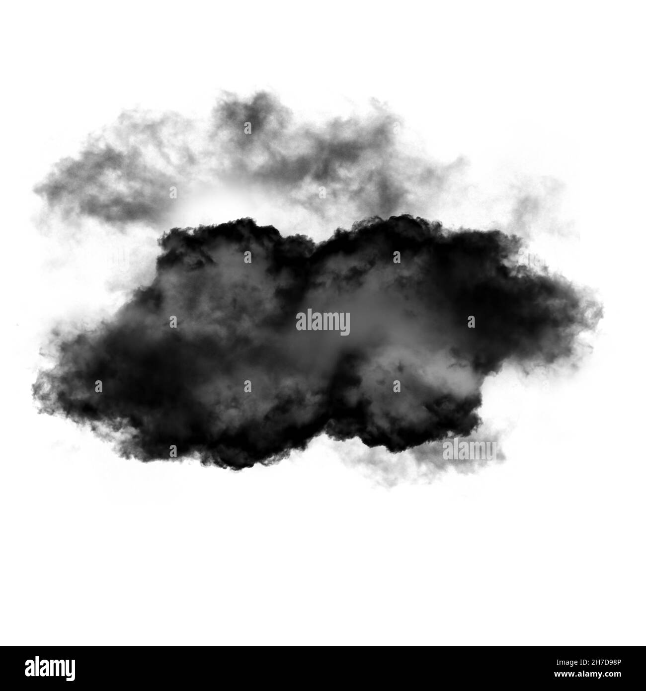 White cloud isolated over black background illustration, 3D rendering, single cloud natural object Stock Photo