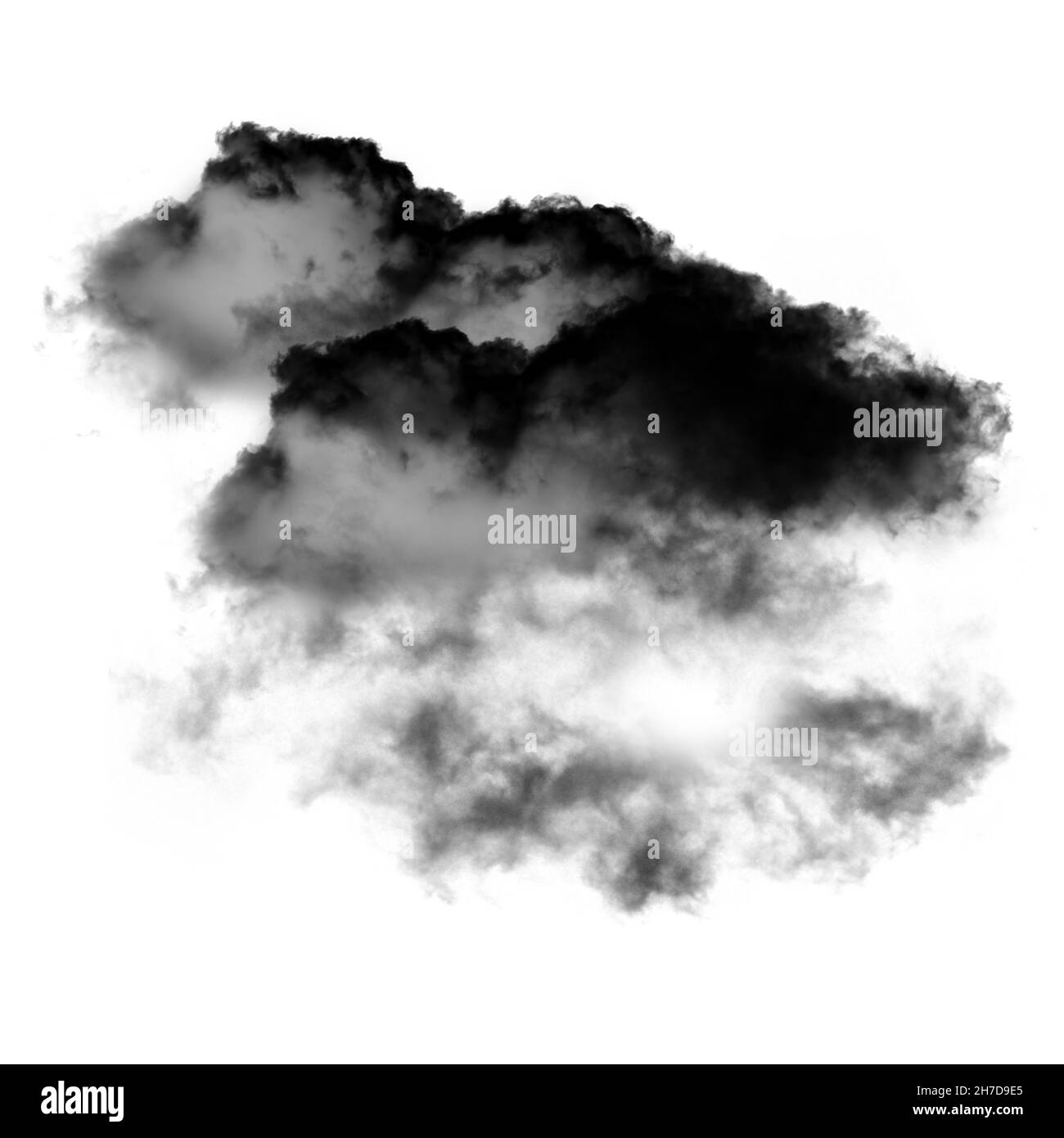 Clouds isolated over black background, illustration, drawing, 3D