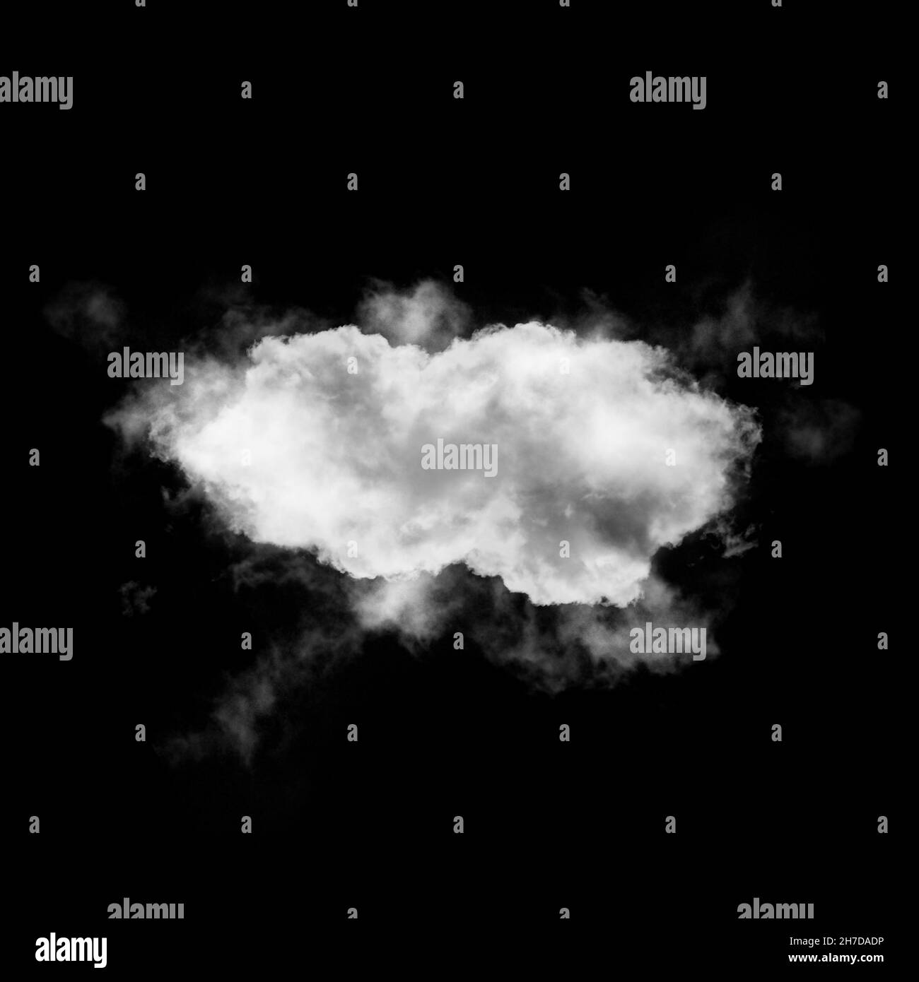 Clouds isolated over black background, illustration, drawing, 3D computer generated fluffy cloud shape Stock Photo