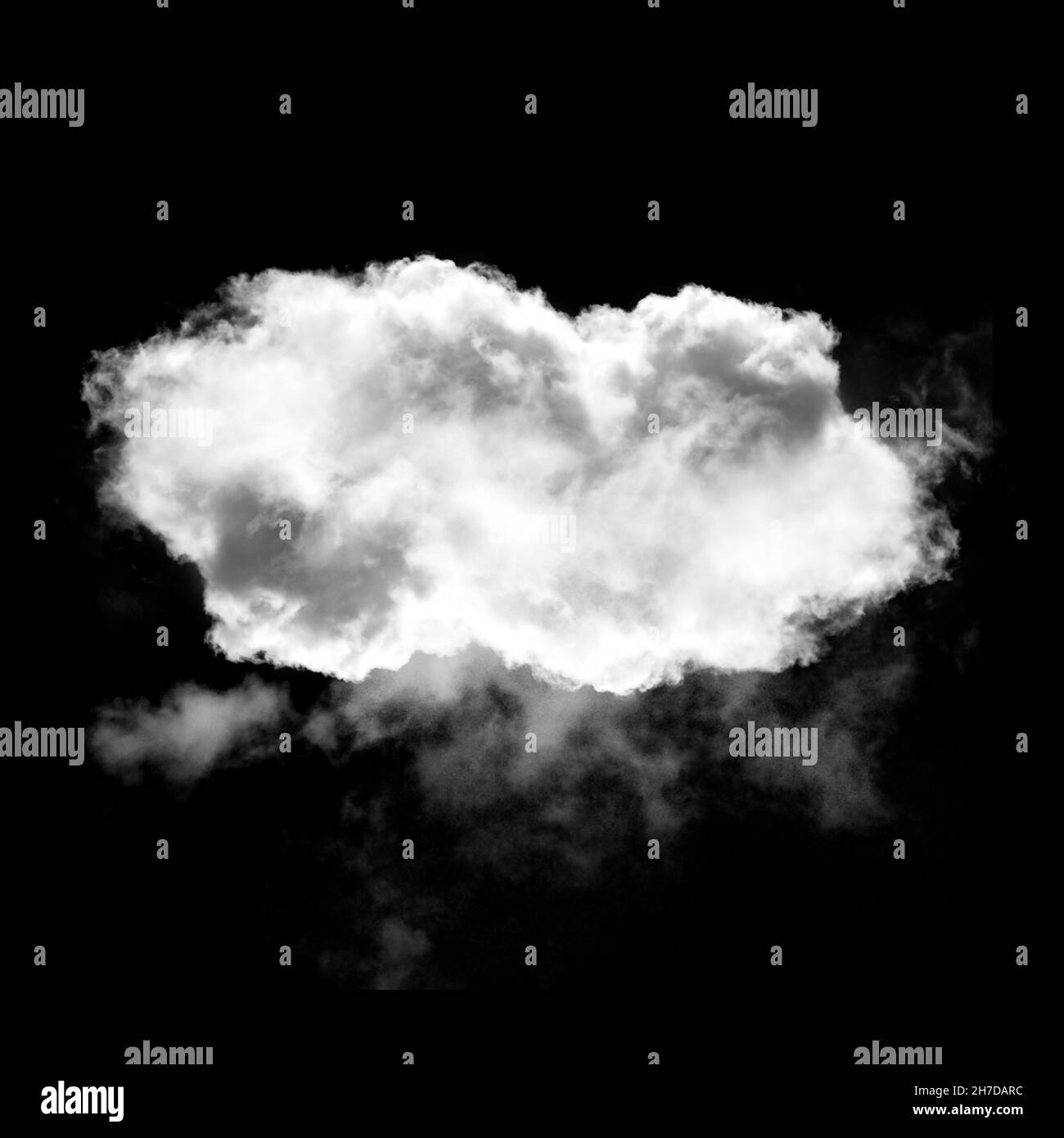Clouds isolated over black background, illustration, drawing, 3D computer generated fluffy cloud shape Stock Photo