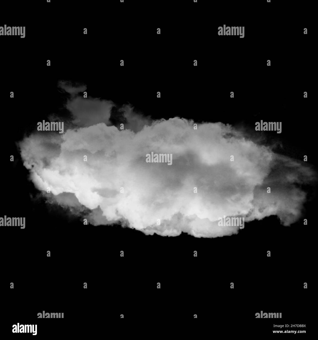 White cloud isolated over black background 3D illustration, natural cloud shape Stock Photo