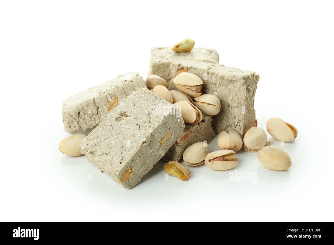 Halva with pistachio isolated on white background Stock Photo