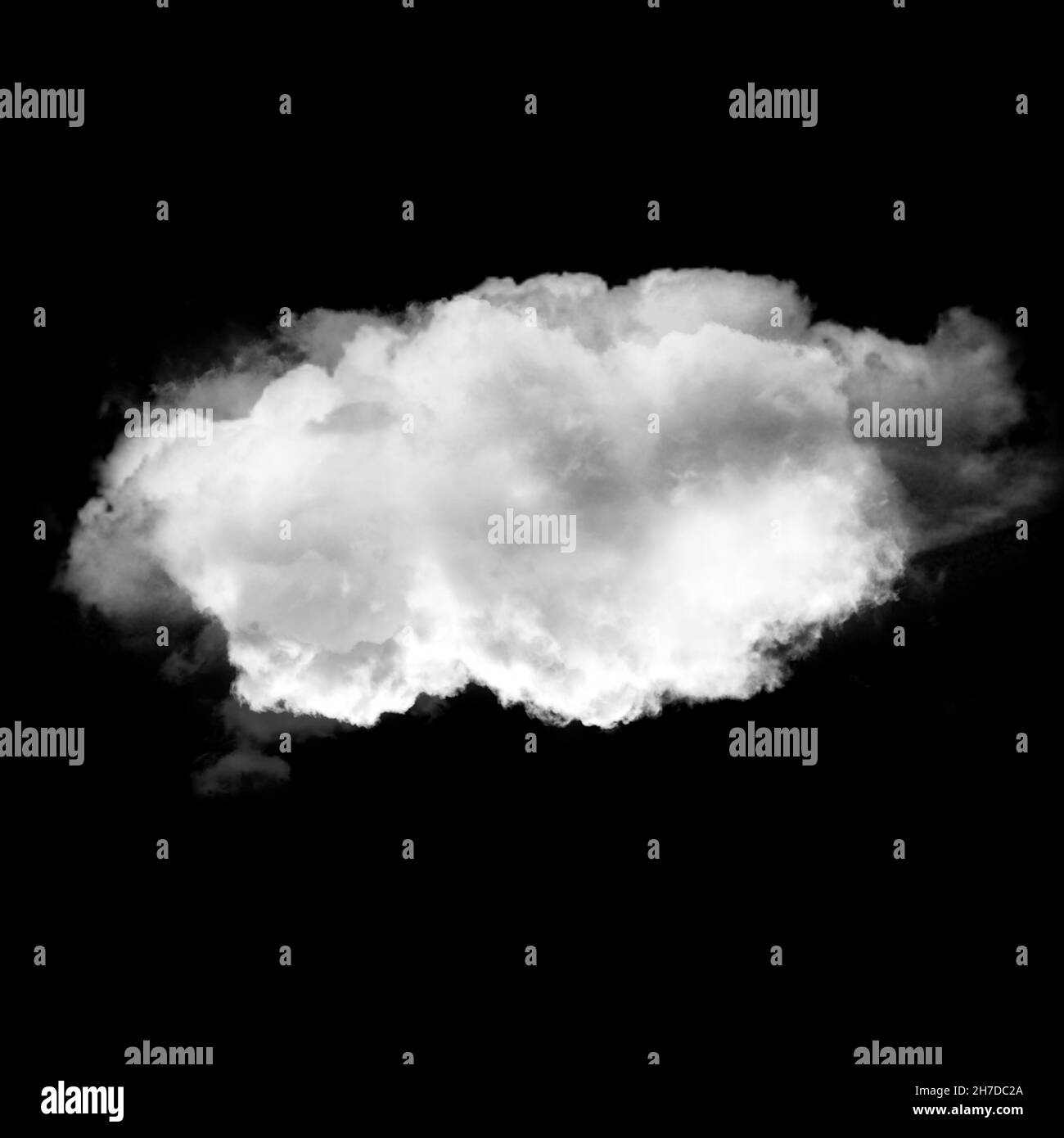 White cloud isolated over black background 3D illustration, natural cloud shape Stock Photo