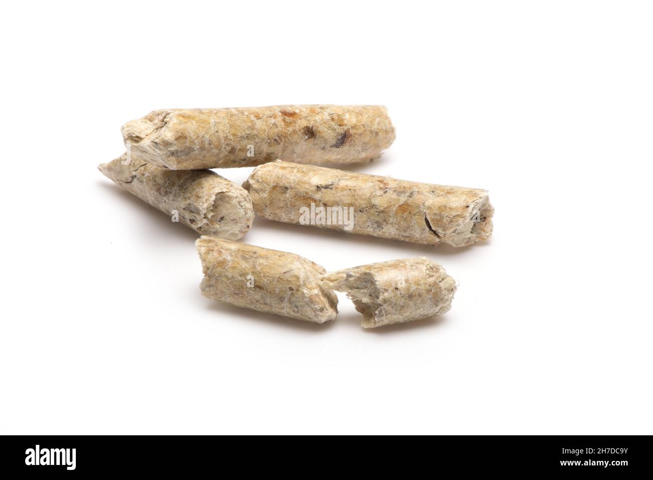 Closeup of some wood pellets as a biological renewable environmentally