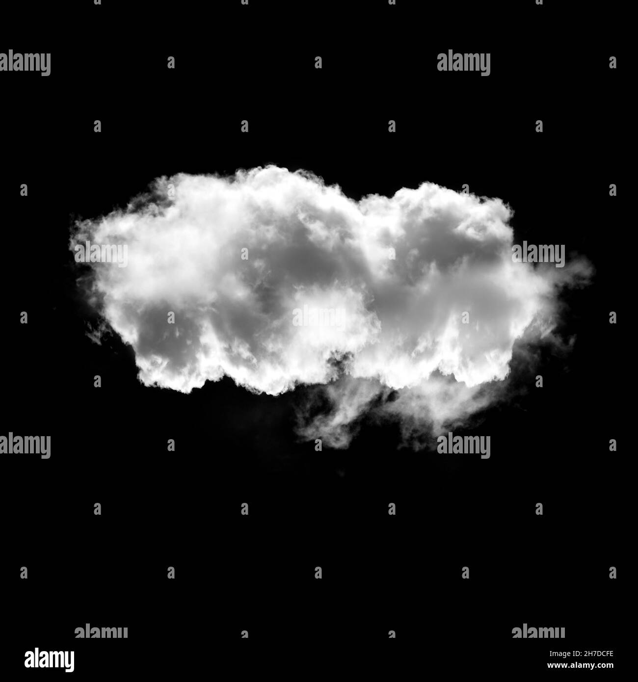 Single cloud isolated over black background, 3D illustration, realistic cloud shape rendering Stock Photo