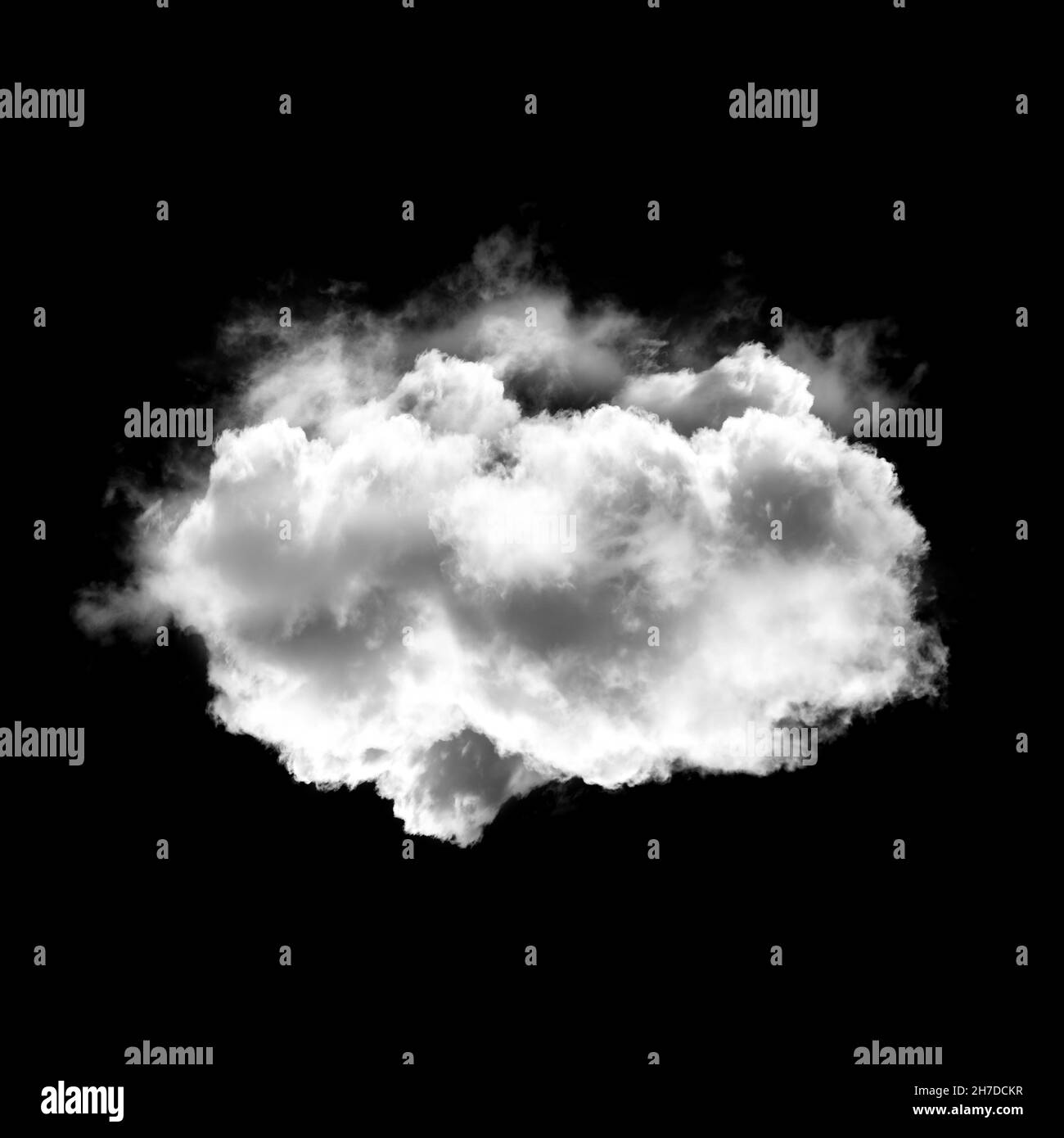 Single cloud isolated over black background, 3D illustration, realistic cloud shape rendering Stock Photo