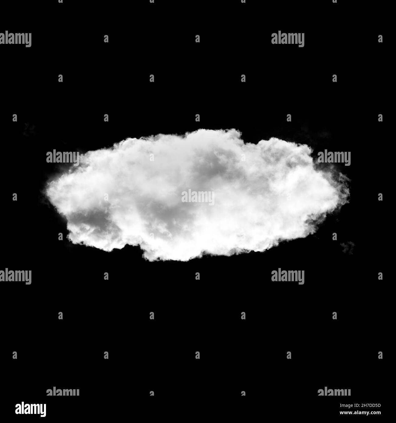 White cloud isolated over black background, 3D illustration, realistic cloud shape rendering, cloud shape template Stock Photo