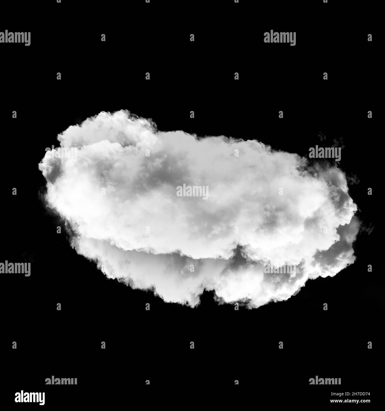 White cloud isolated over black background, 3D illustration, realistic