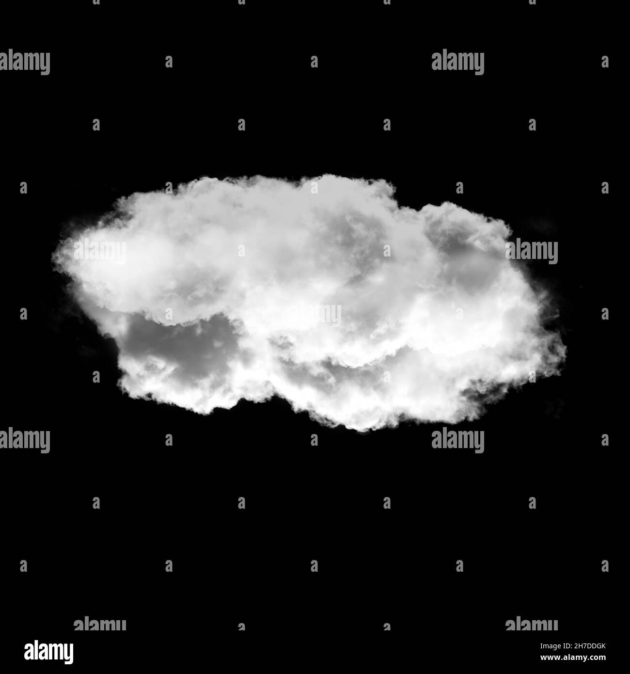 White cloud isolated over black background, 3D illustration, realistic cloud shape rendering, cloud shape template Stock Photo