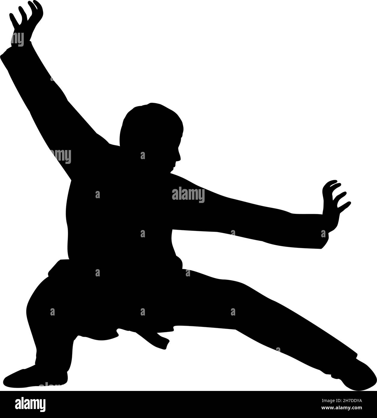 Silhouette of man train martial arts tiger pose. Stock Vector