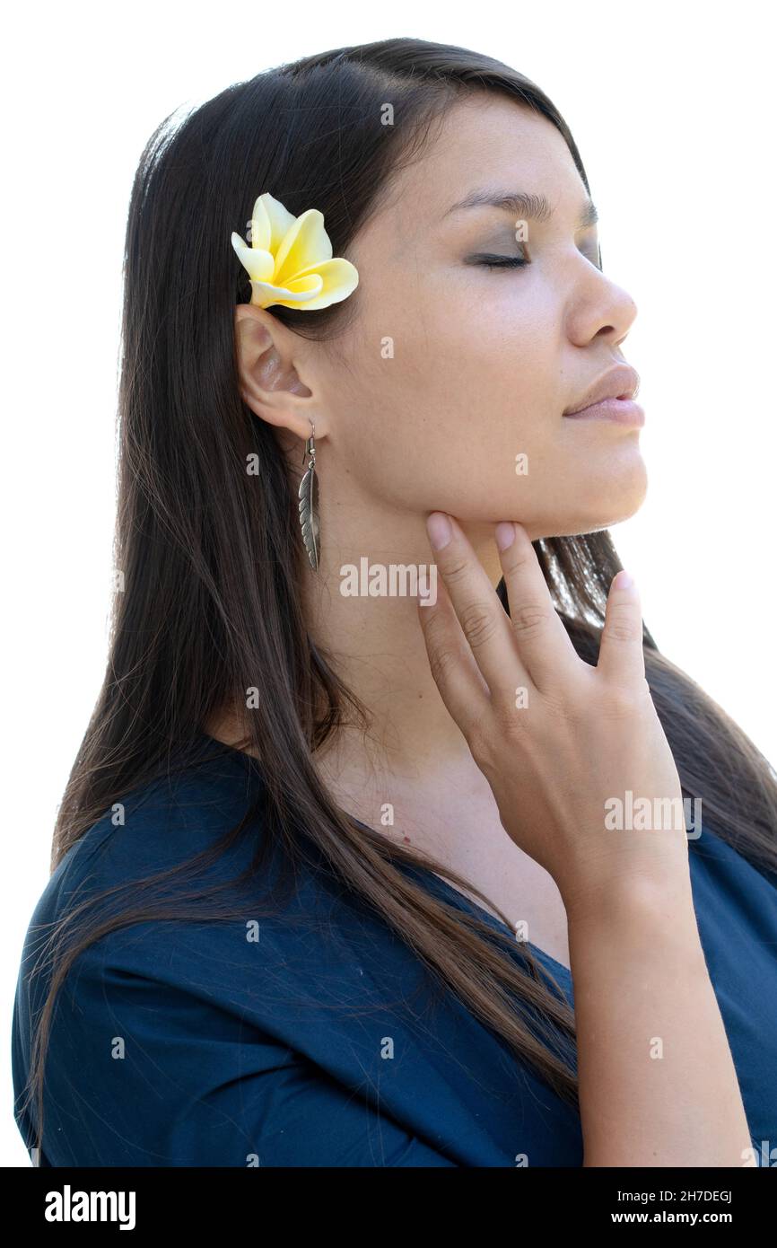 A portrait of a pretty woman with closed eyes Stock Photo - Alamy
