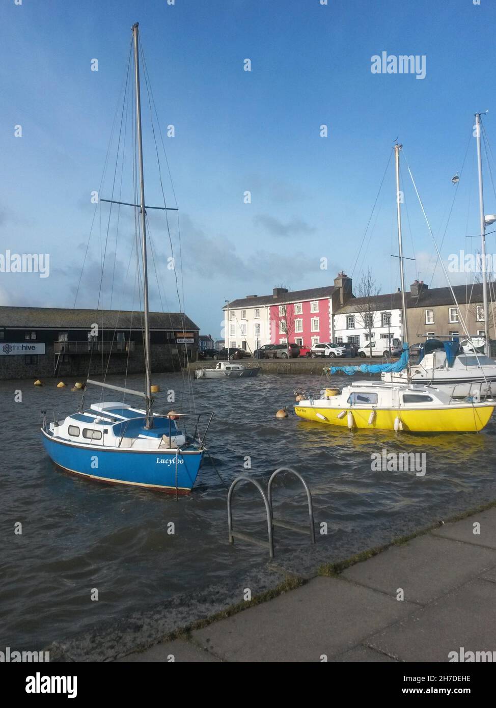 Boats in the harbour at Aberaeron Stock Photo