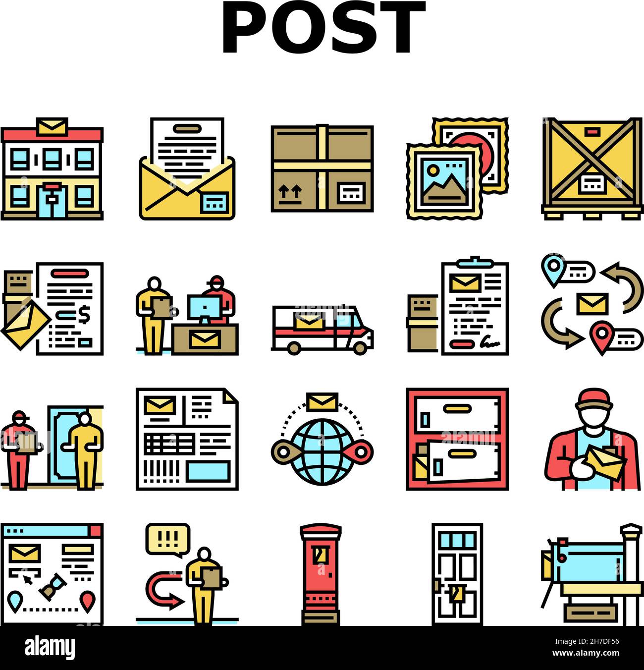 Post Office Delivery Service Icons Set Vector Stock Vector Image & Art ...