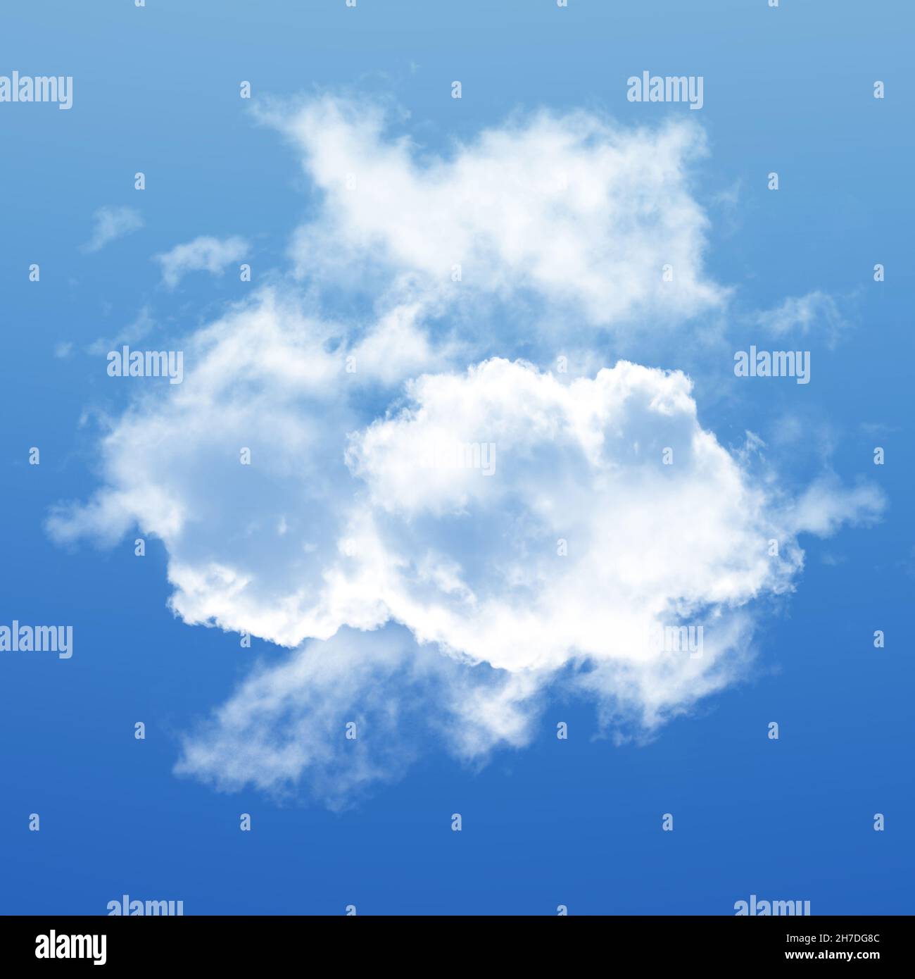 White cloud isolated over blue sky background 3D illustration, realistic cloud shape rendering Stock Photo