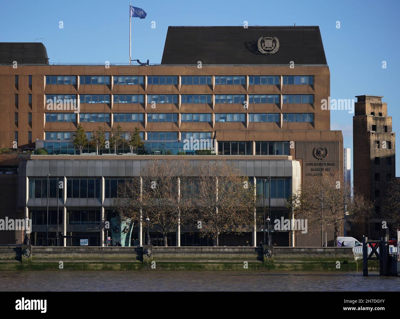 The flag of the International Maritime Organisation flies above the UN ...