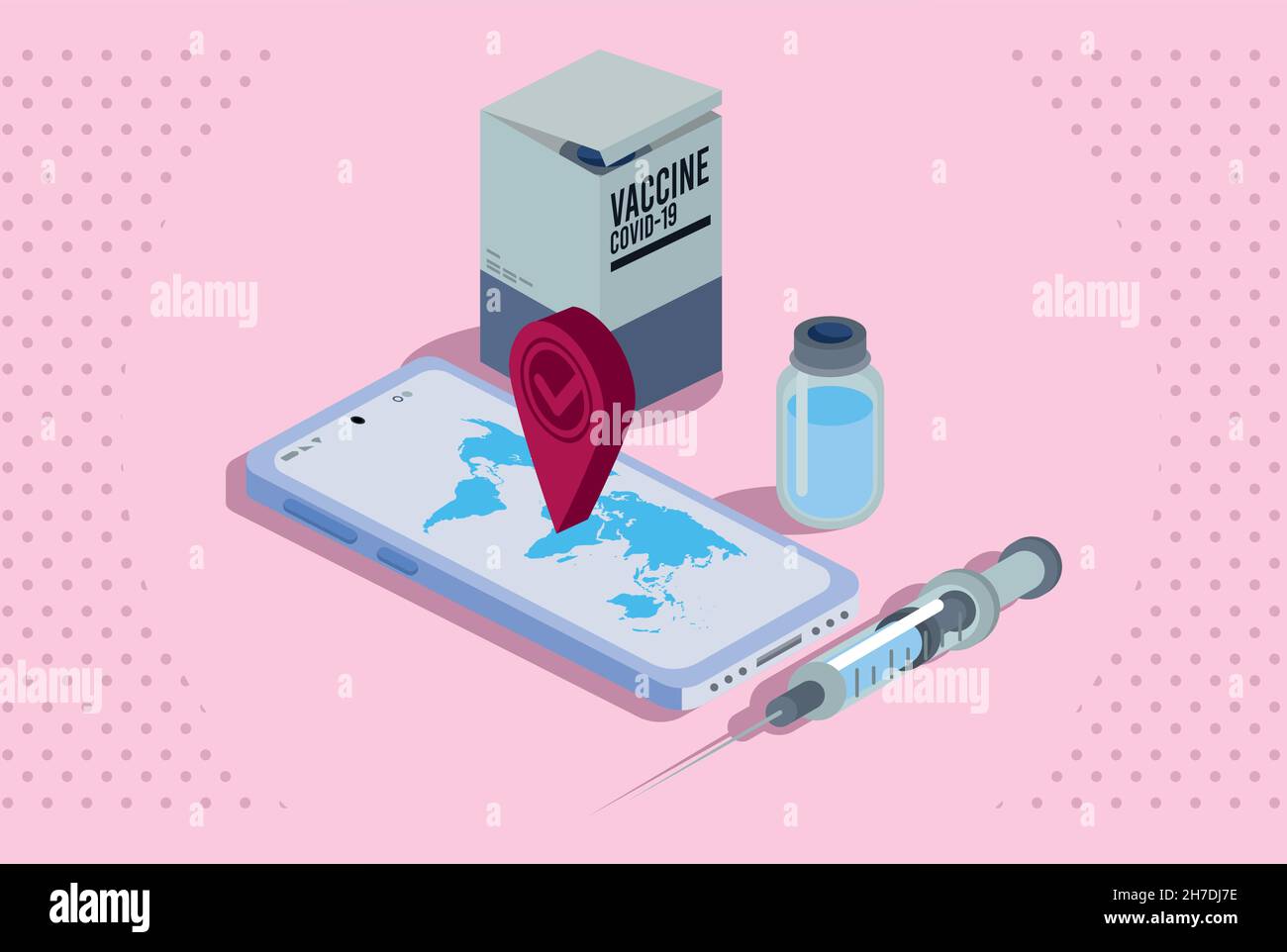 vaccine location isometric Stock Vector