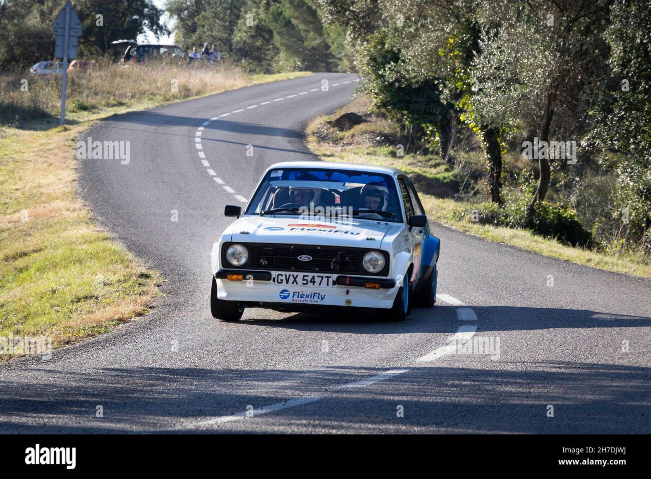 Ford Escort RS1800 taking part in the timed section of the Rally Costa Brava 2021 in Girona, Spain Stock Photo