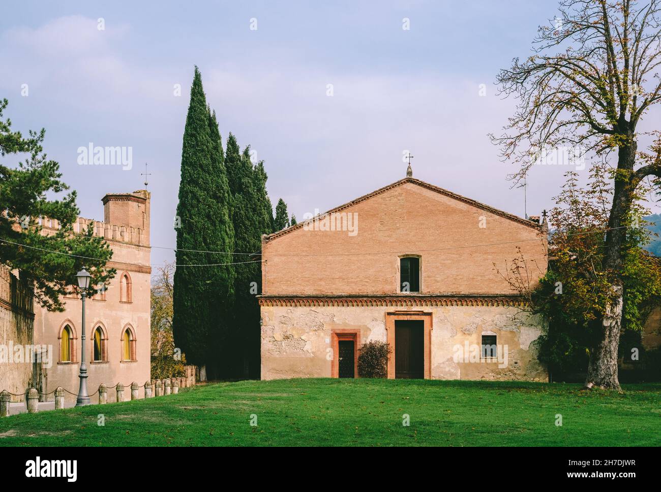 Old country church in the hillside of Bologna near the De Rossi palace, Pontecchio, Emilia-Romagna, Italy Stock Photo