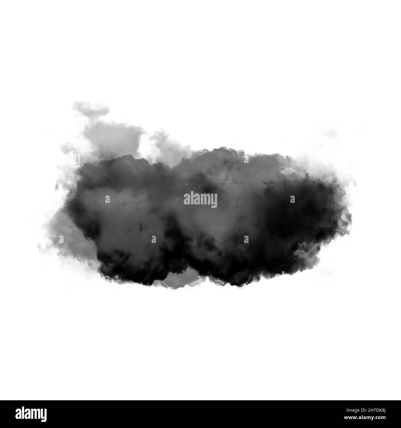 Black cloud of smoke isolated over white background 3D illustration, dirt or dust shape, natural smoke from fire Stock Photo