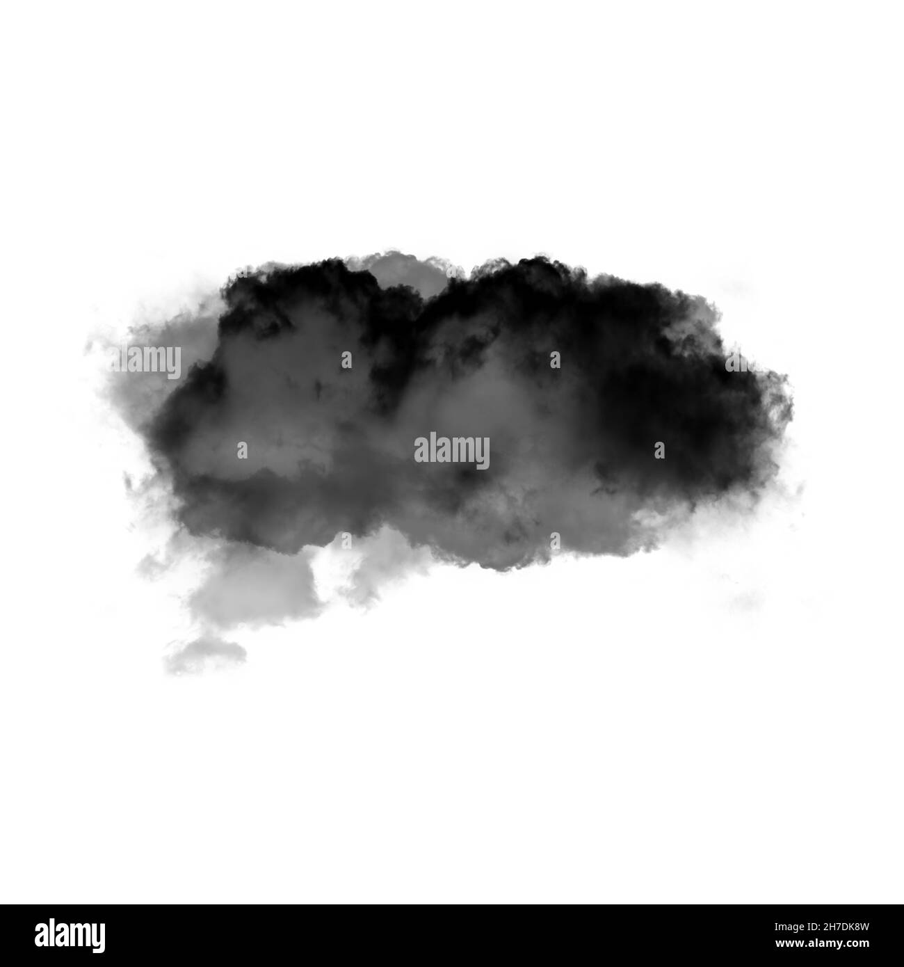 Black cloud of smoke isolated over white background 3D illustration, dirt or dust shape, natural smoke from fire Stock Photo