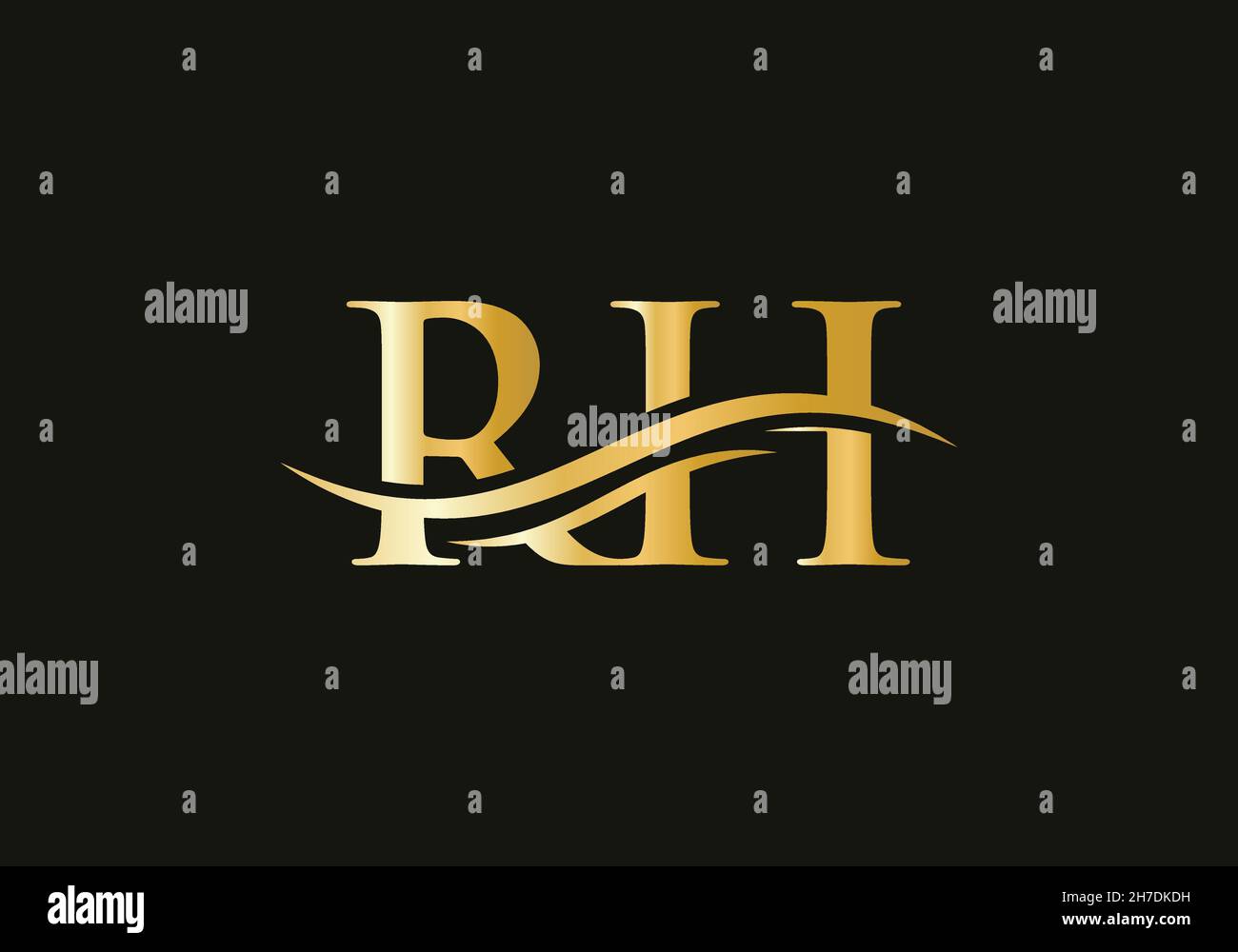 Creative RH letter with luxury concept. Modern RH Logo Design for