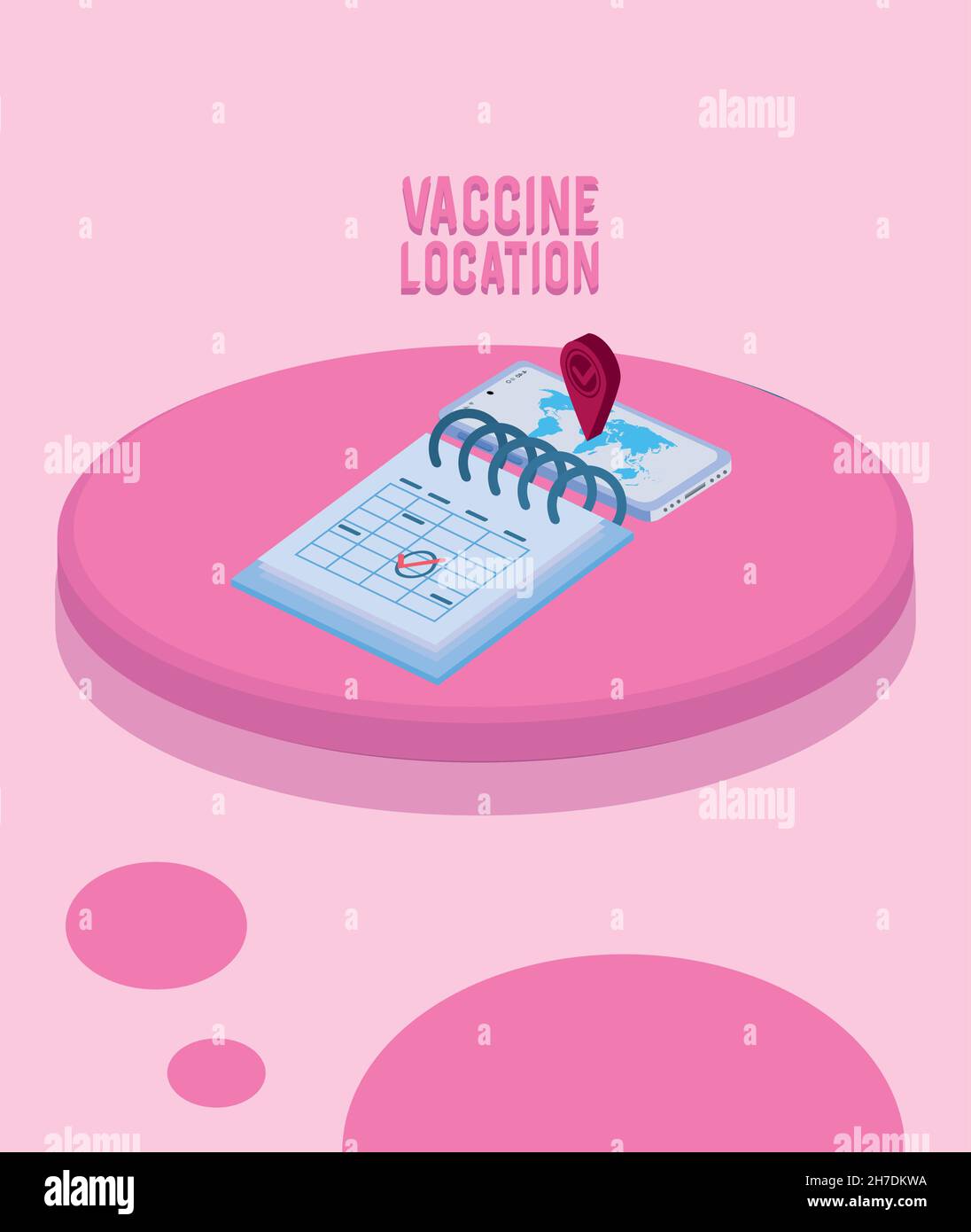vaccine location with calendar Stock Vector