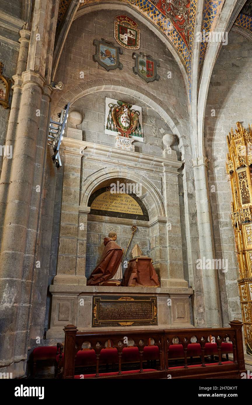 Tomb of Cristóbal de la Cámara y Murga Bishop de Salamanca in the Interior of the Sanctuary of Our Lady of the Encina, Artziniega, Alava, Pais Vasco, Stock Photo