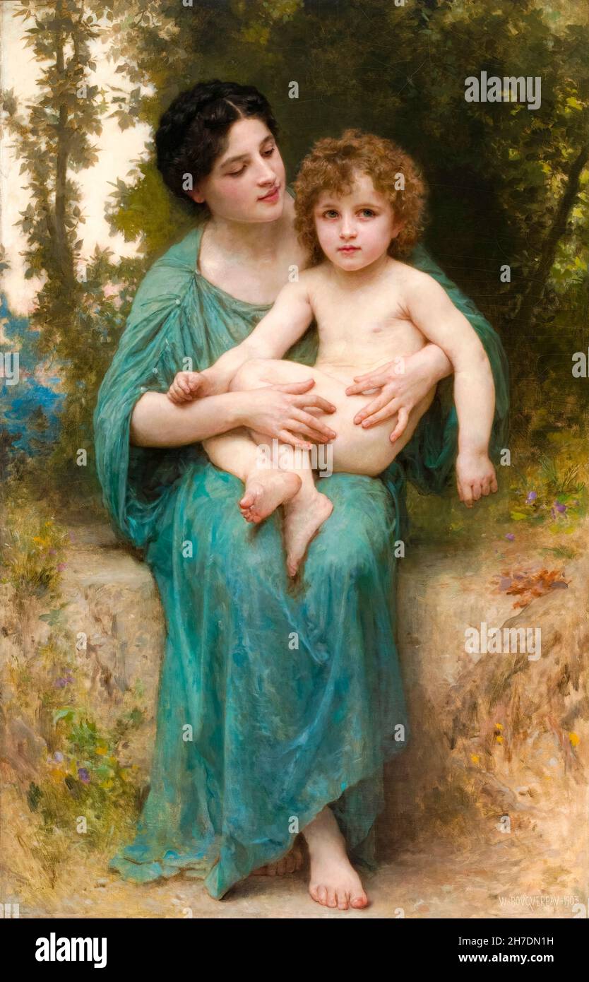 The Younger Brother, painting by William Adolphe Bouguereau, 1903 Stock Photo