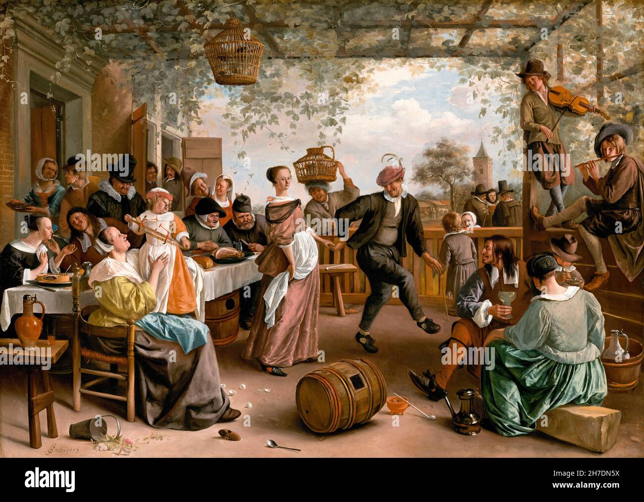 Jan Steen, painting, The Dancing Couple, 1663 Stock Photo