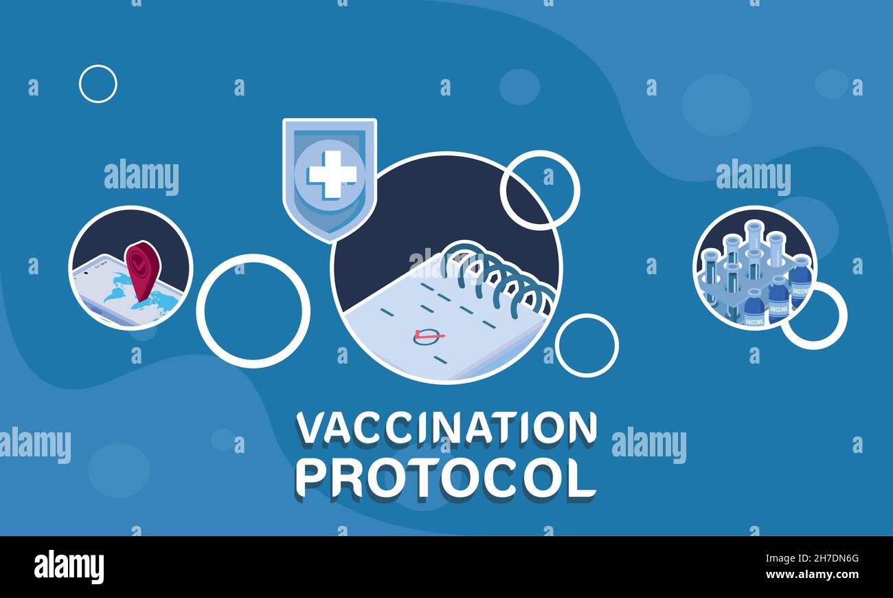 vaccination protocol isometric icons Stock Vector