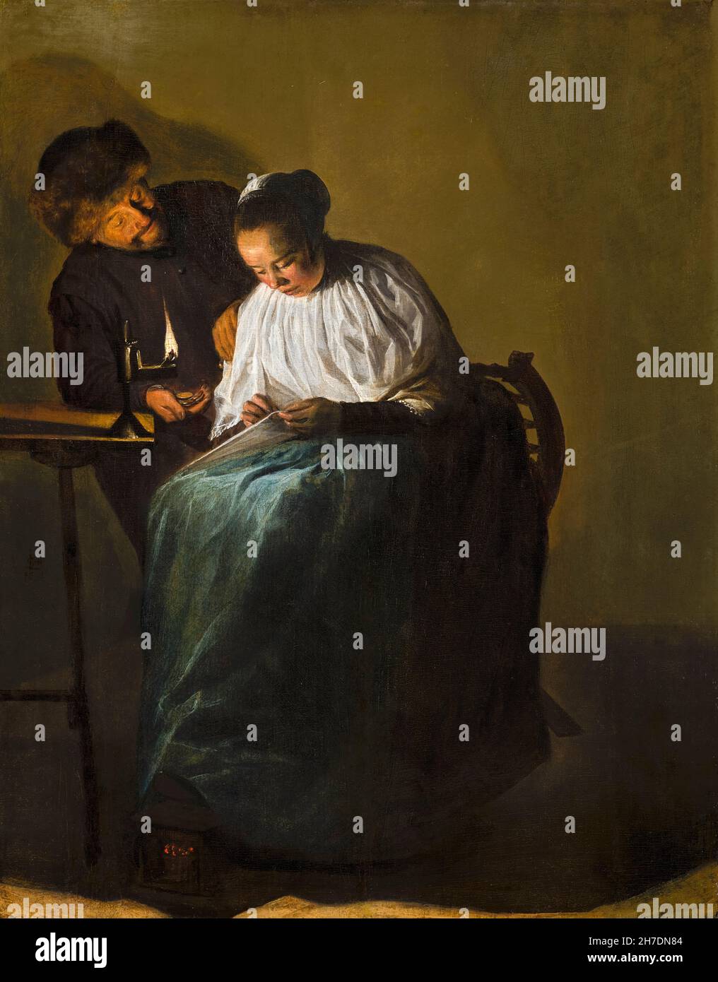 Man Offering Money to a Young Woman, painting by Judith Leyster, 1631 Stock Photo