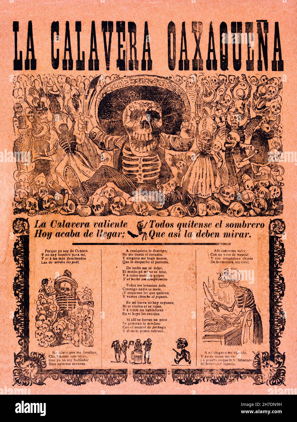 La Calavera Oaxaqueña (The Oaxaqueña Skull), poster by José Guadalupe Posada, 1903 Stock Photo