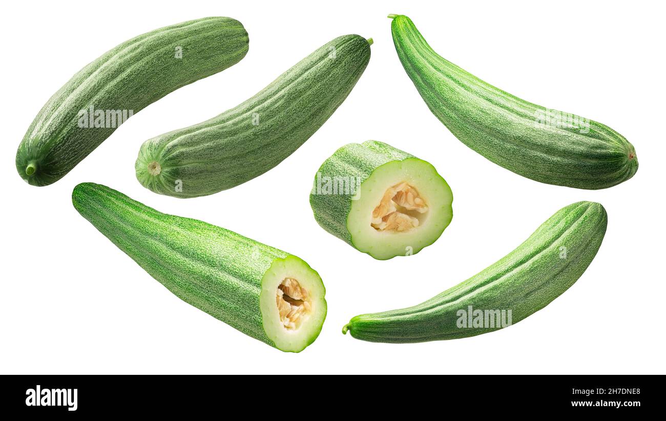Armenian striped cucumber (Cucumis melo var. flexuosus pepo fruit) isolated Stock Photo