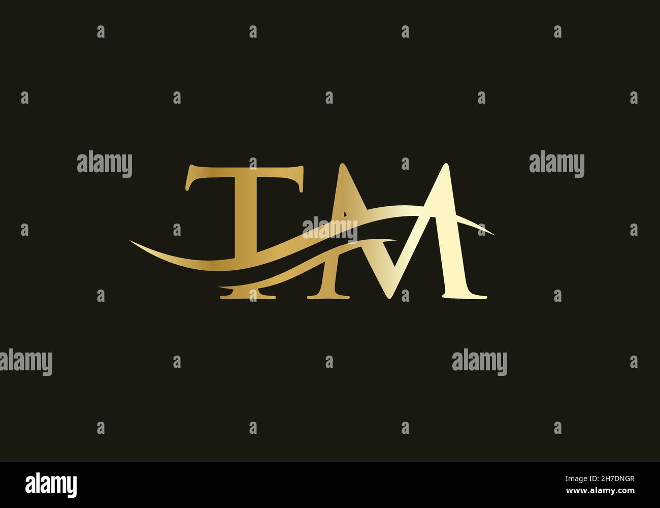 TM Logo design vector. Swoosh letter TM logo design. Initial TM letter linked logo vector template Stock Vector