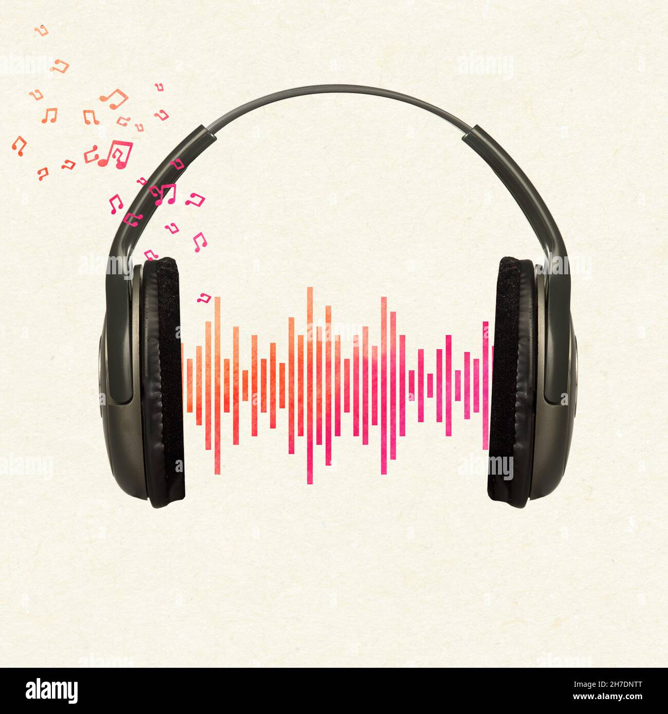 Contemporary art collage, modern design. Party mood. Sound waves