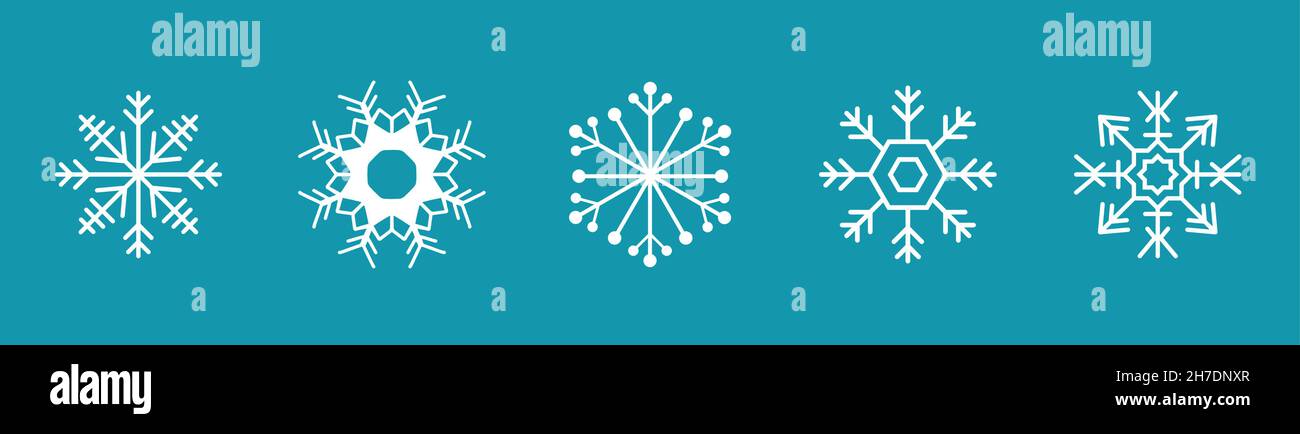 Snowflake Line Icons Editable Stroke. illustration with blue background Stock Vector