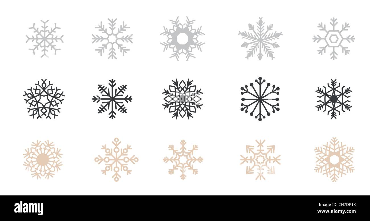 Snowflake Line Icons Editable Stroke. illustration on white Stock Vector