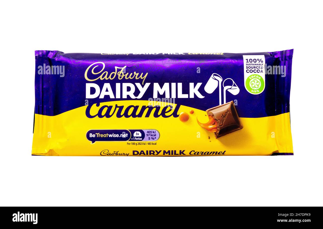 Cadbury Dairy Milk Caramel Chocolate Bar Stock Photo
