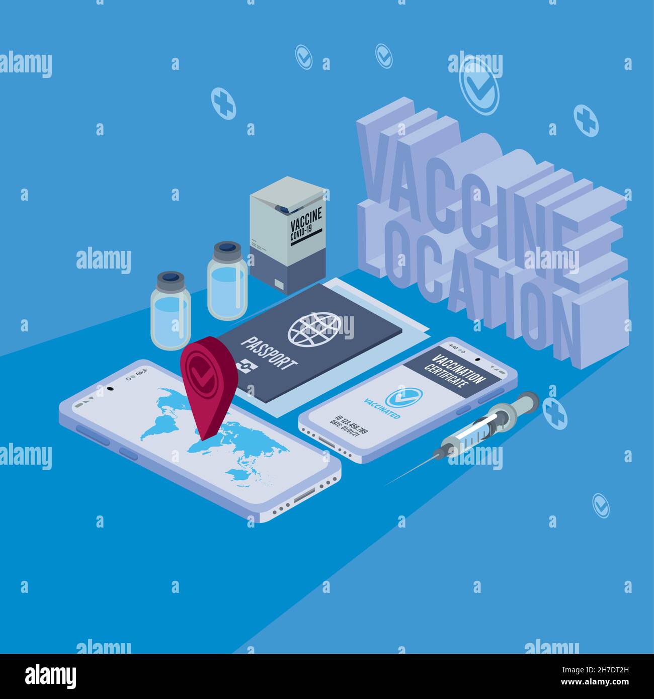 vaccine location lettering Stock Vector