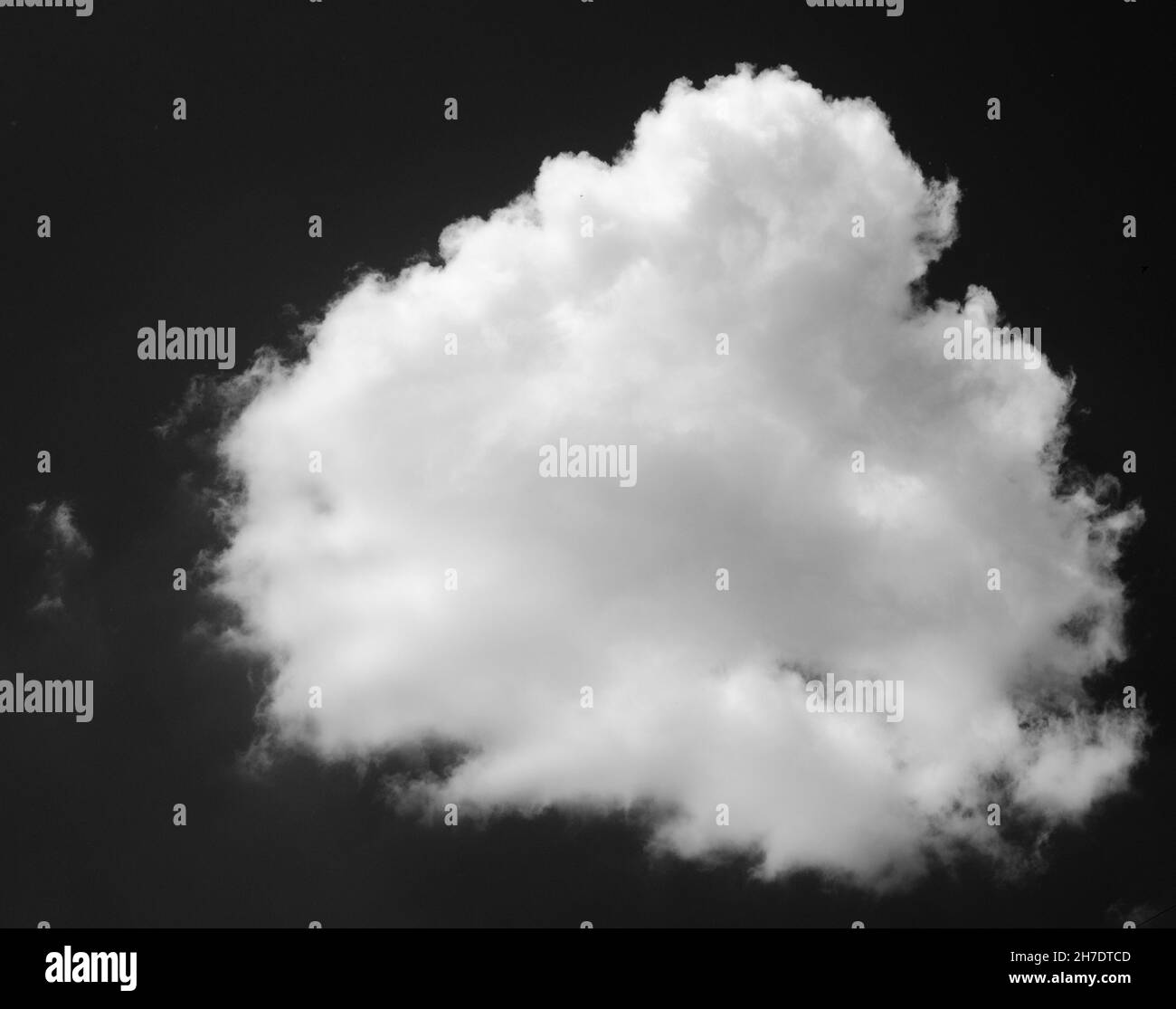 White fluffy cloud isolated over black background, high resolution