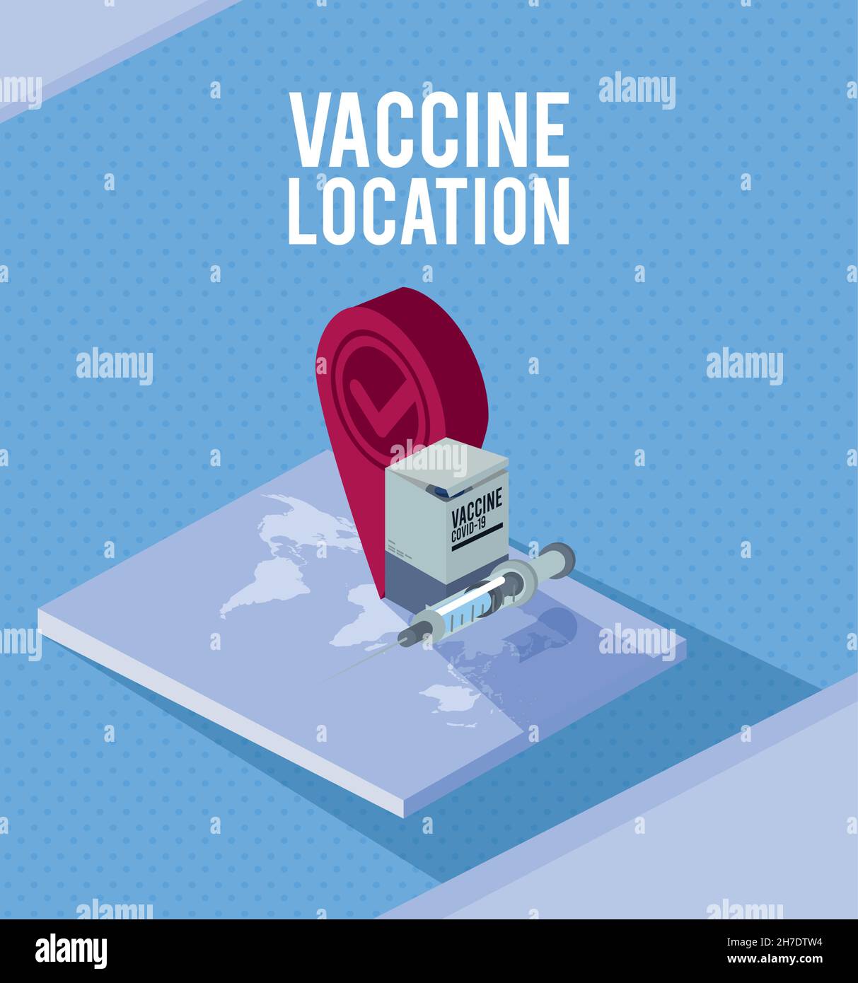 vaccine location isometric Stock Vector