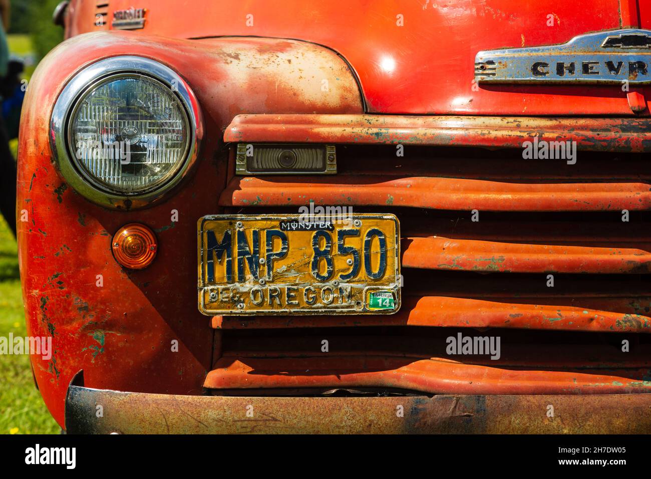 Chevrolet truck with Oregon registration plates. Stock Photo