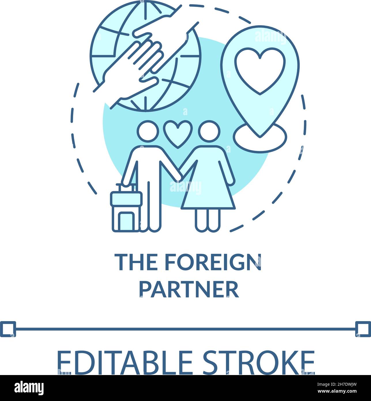 Foreign partner blue concept icon Stock Vector