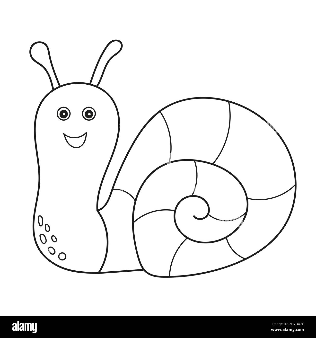 Simple coloring page. Little cute snail, contour on white Stock ...