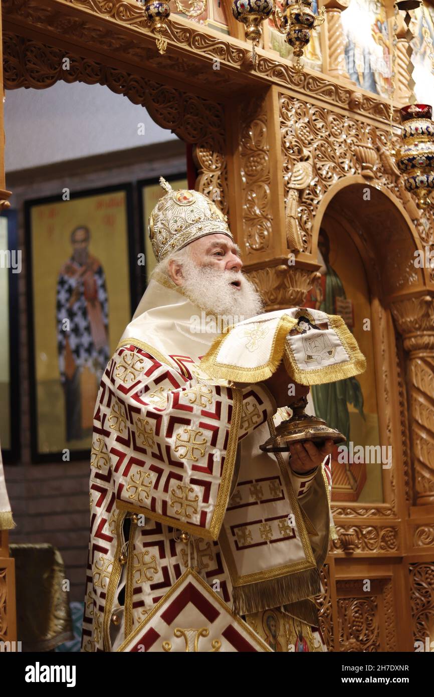 His Beatitude Theodoros II during the patronal feast day of the Greek orthodox church of the Virgin Mary in Johannesburg South Africa 21 November 2021 Stock Photo