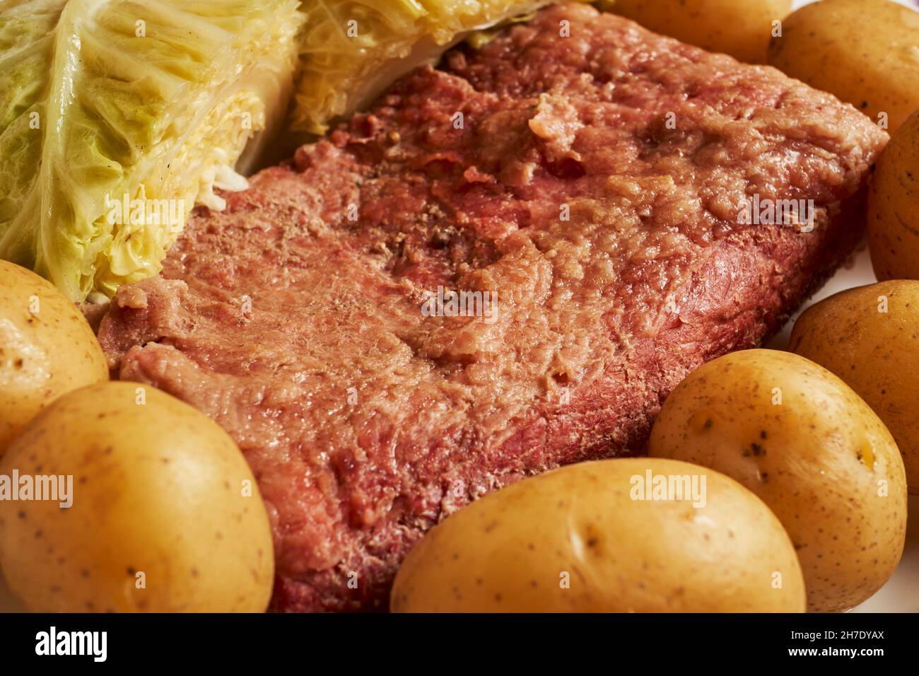 Corned beef with cabbage and potatoes (traditional dish for St. Patrick