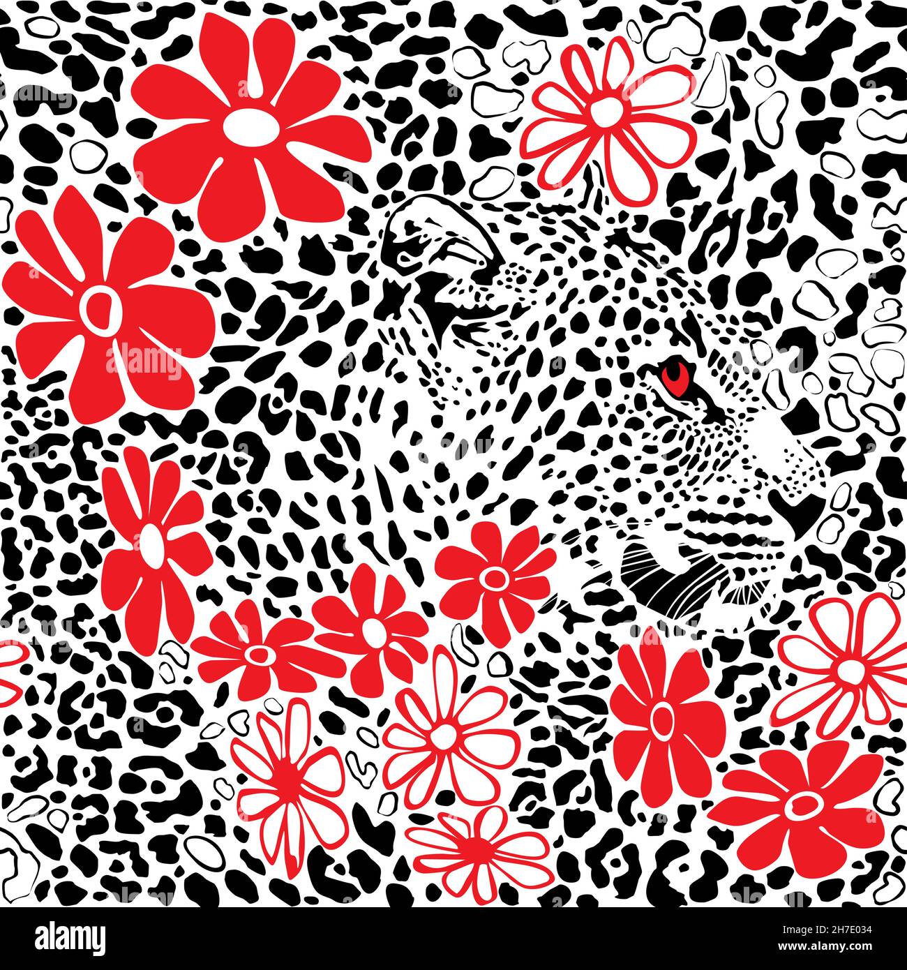 Flover and leopard Stock Vector