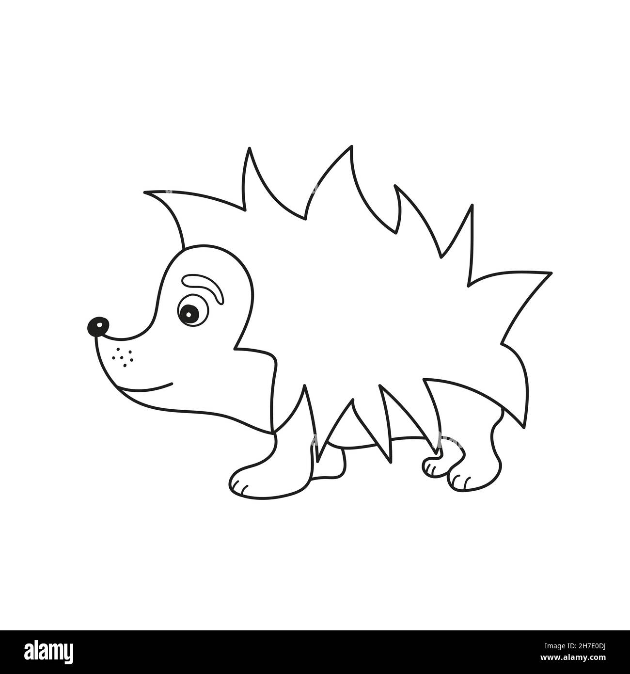 Simple coloring page. Hedgehog - little cute hedgehog, contour on white ...